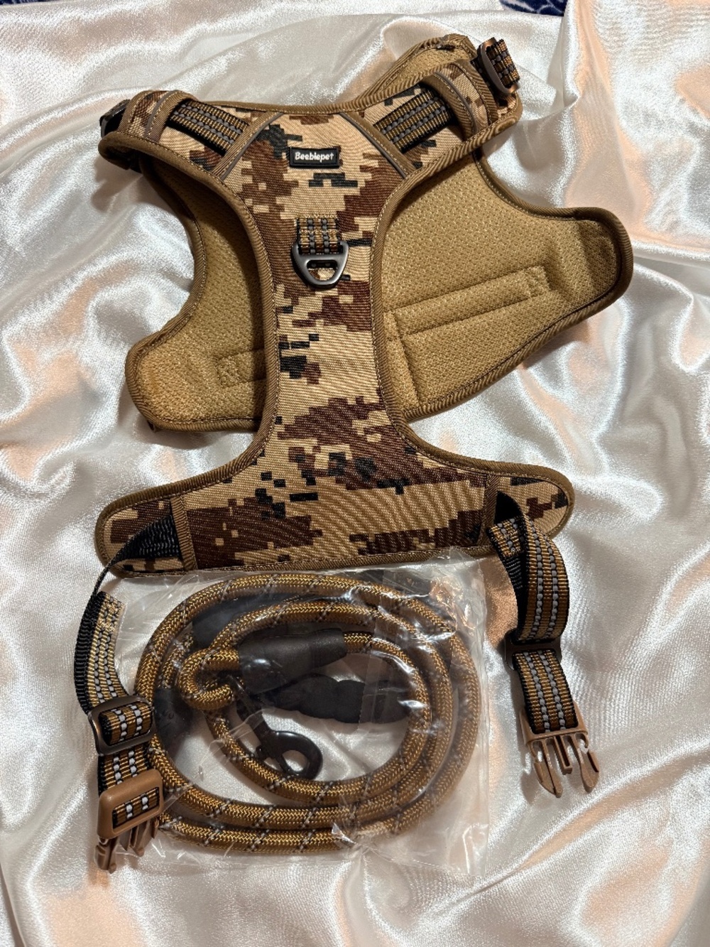 Beebiepet Dog Harness & Leash Set Camo Size L Adjustable No Pull